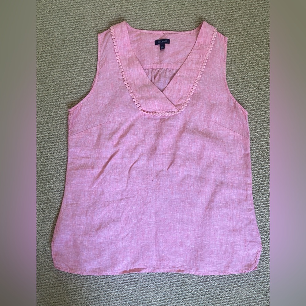 Talbots Pink Linen Tank Blouse size XS